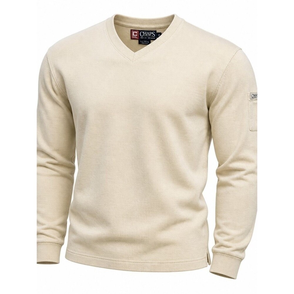 Ralph Lauren Chaps V-Neck Sweater in Cream